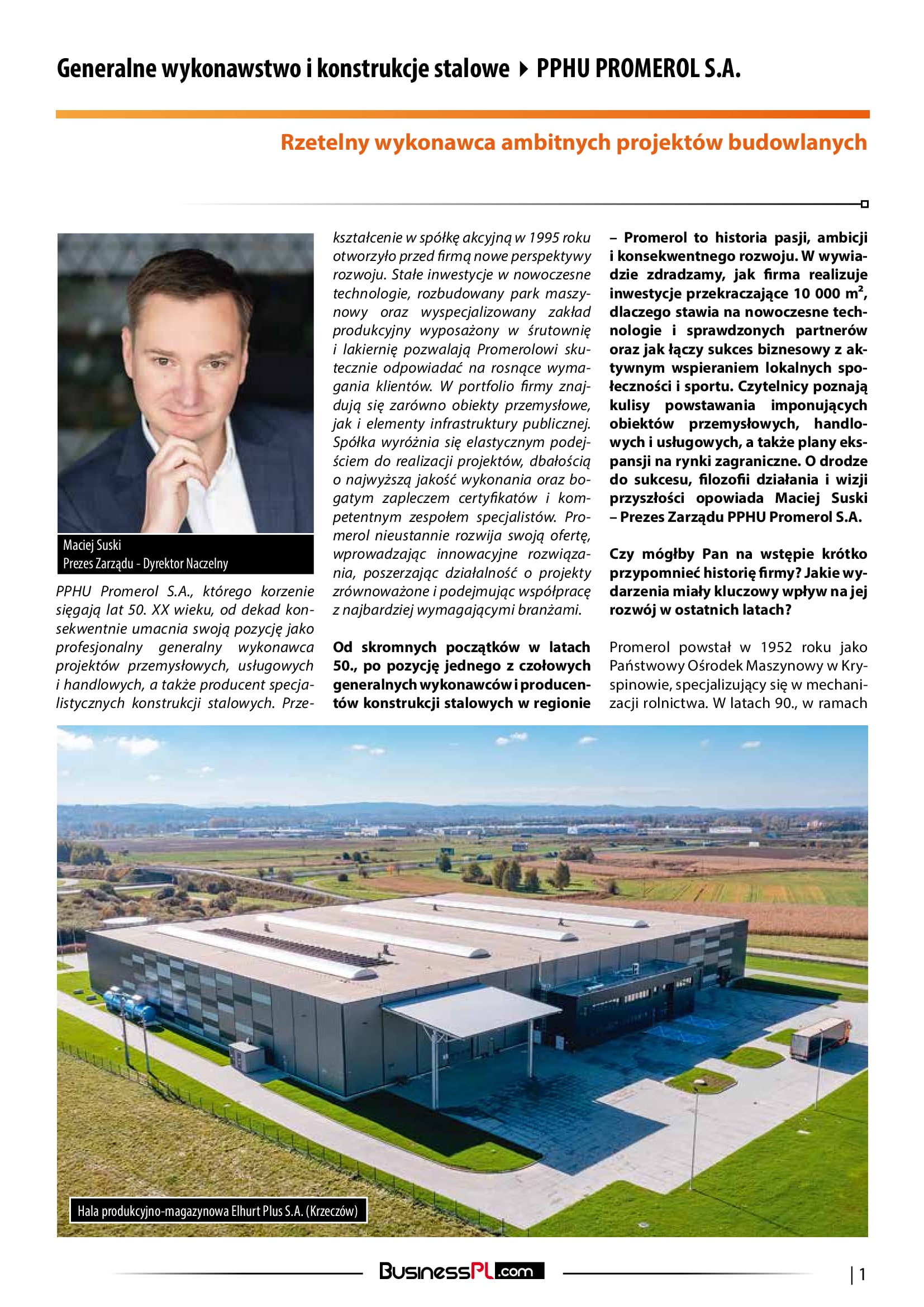 PROMEROL S.A. w najnowszym wydaniu BusinessPL!